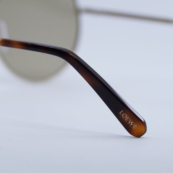 Loewe LW40007U 33N Sunglasses Gold Brown Leather Round Frame - Picture 10 of 12